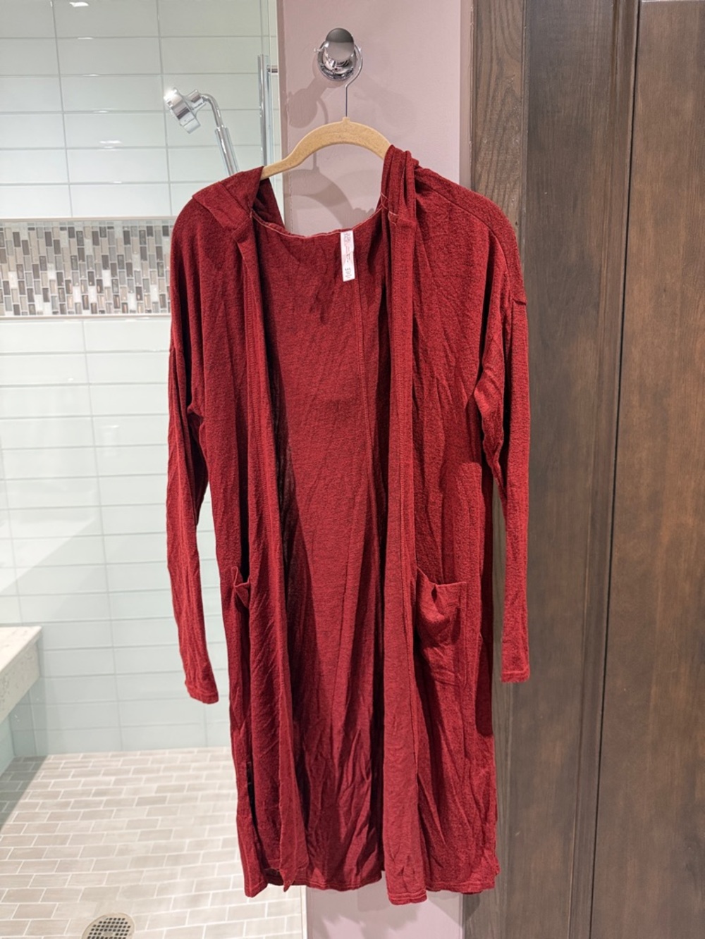 Gilligan & O'Malley Soft Knit Long Cardigan in Rust Red
